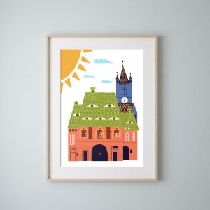 print ilustratie Sibiu case cu ochi plaiut